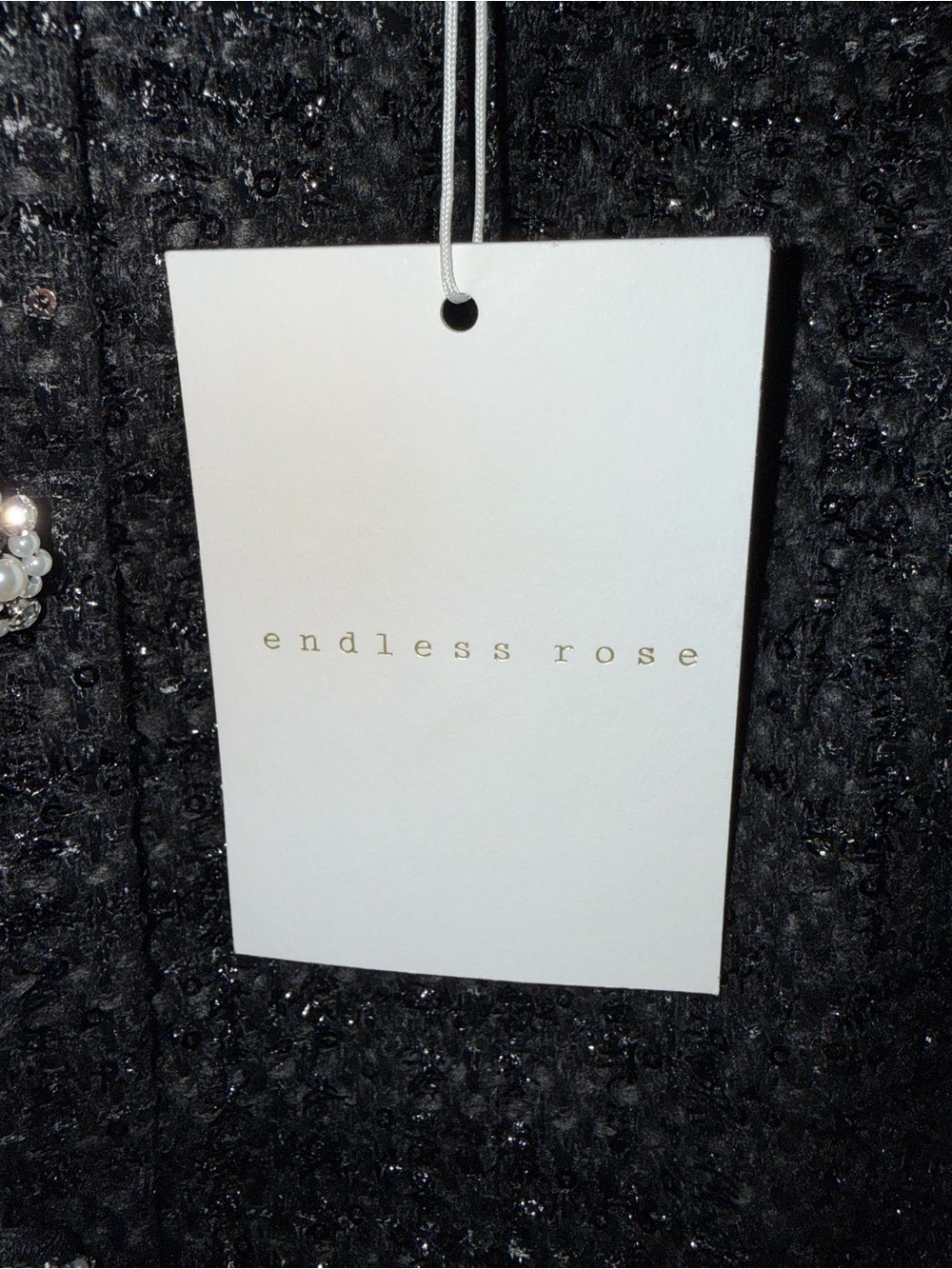 Endless Rose Black Tweed Jewel-Button Shift Dress - Picture 4 of 4